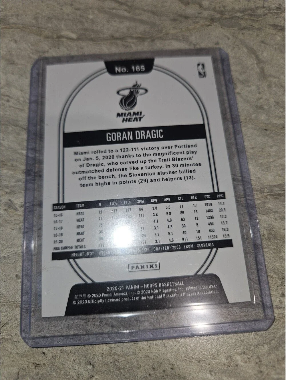2020-21 Panini NBA Hoops Goran Dragic Basketball Trading Card #165 Miami Heat
